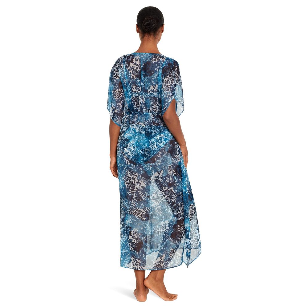 Ralph Lauren Womens Indigo Patchwork Midi Caftan Cover Up Multicolor Large - Picture 2 of 2